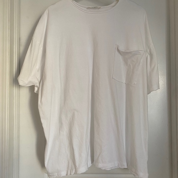Zenana White Oversized Round Neck Short Sleeve Women Medium 100% Cotton - Picture 1 of 3